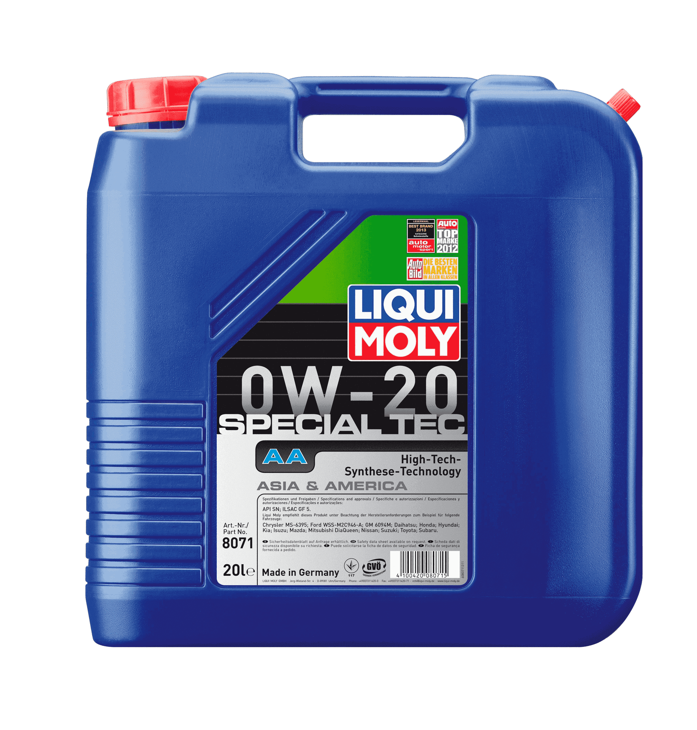 Моторное масло Liqui Moly Special Tec AA 0W-20, 20л